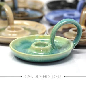 Stoneware Candle Holder, Stoneware Chamberstick