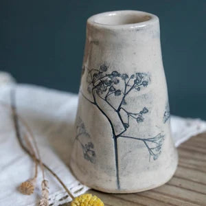 Ceramic Wild Flower Embossed Bud Stem Vase