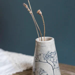 Ceramic Wild Flower Embossed Bud Stem Vase