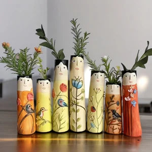 Creative Face Bud Vases, Family Painting Small Vases