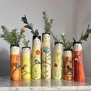 Creative Face Bud Vases, Family Painting Small Vases