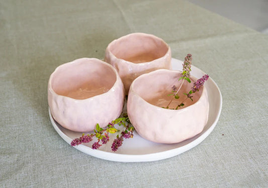 Pink ceramic bowl, handmade ice cream bowl