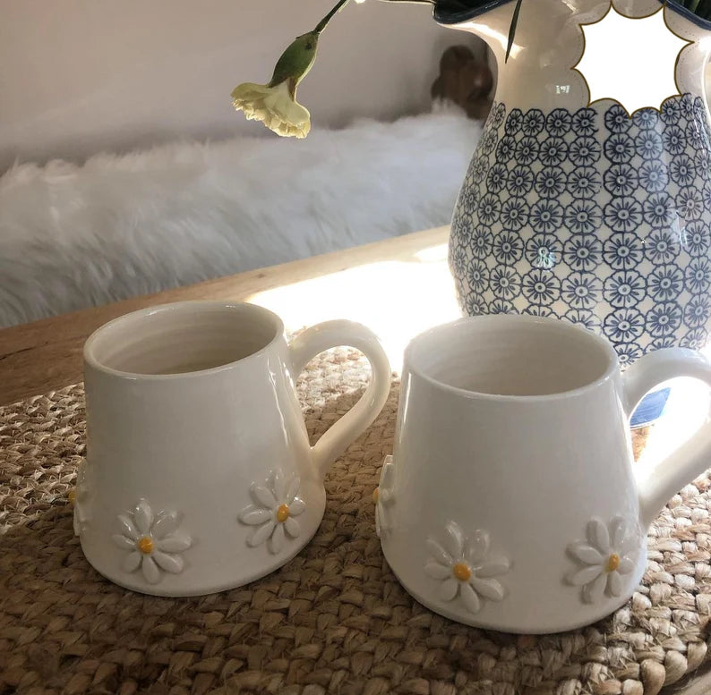 Ceramic mug, Daisy coffee cup