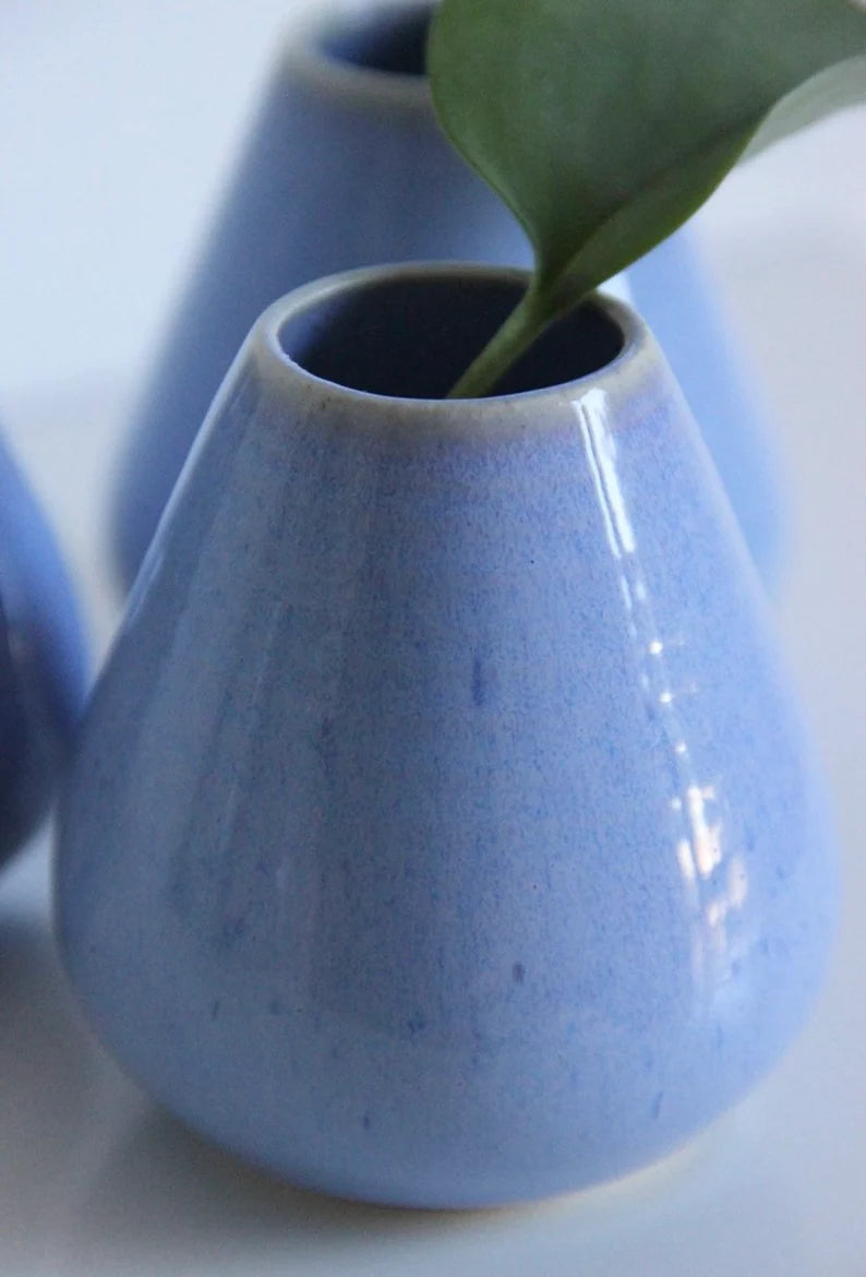 Handmade Blue Ceramic Bud Vase