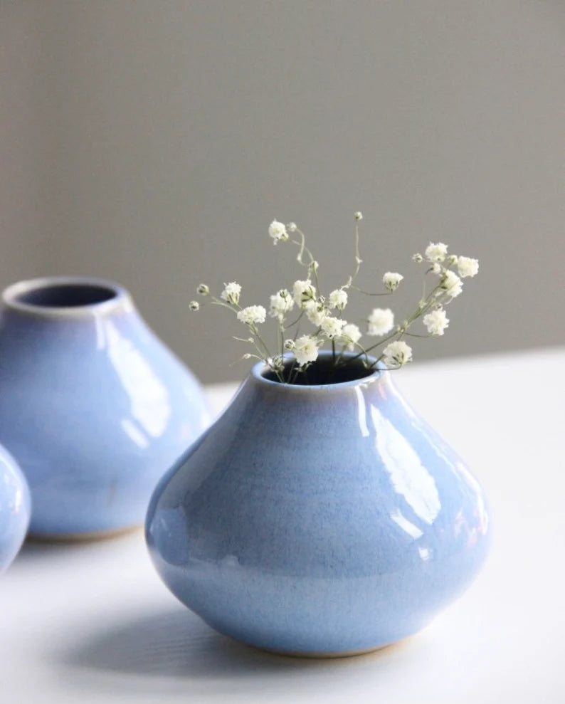 Light Blue Ceramic Bud Vase | Unique Flower Vase