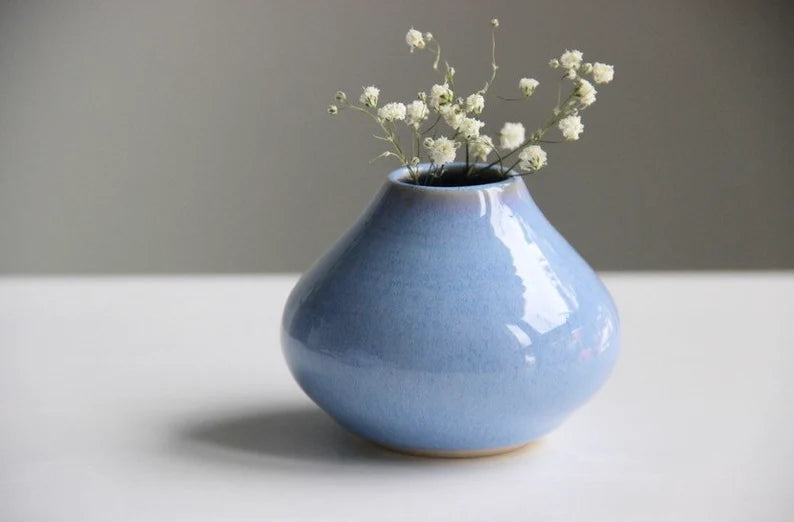 Light Blue Ceramic Bud Vase | Unique Flower Vase