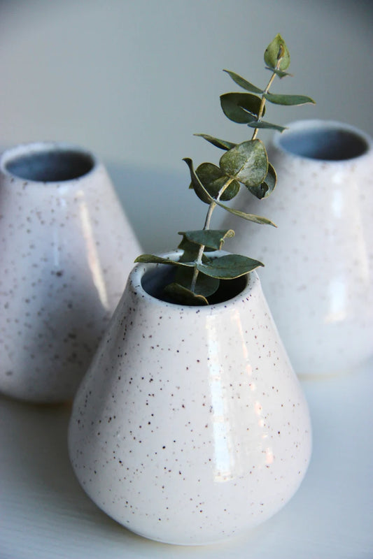 Ceramic Bud Vase | Handmade Speckled White Vase