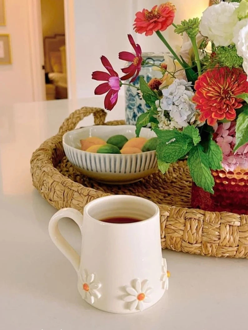 Ceramic mug, Daisy coffee cup