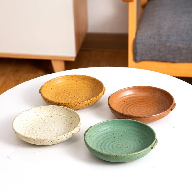 Retro Style Binaural Ceramic Dinner Plates