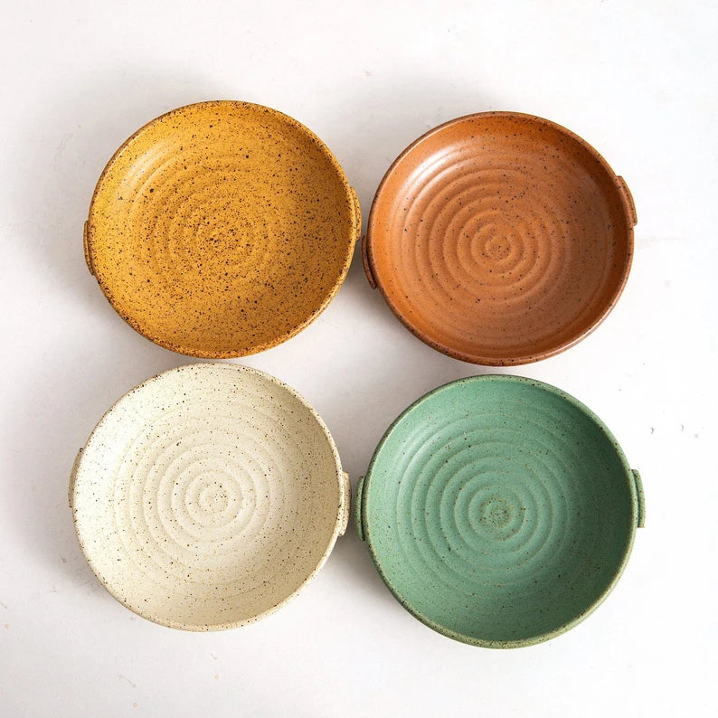 Retro Style Binaural Ceramic Dinner Plates