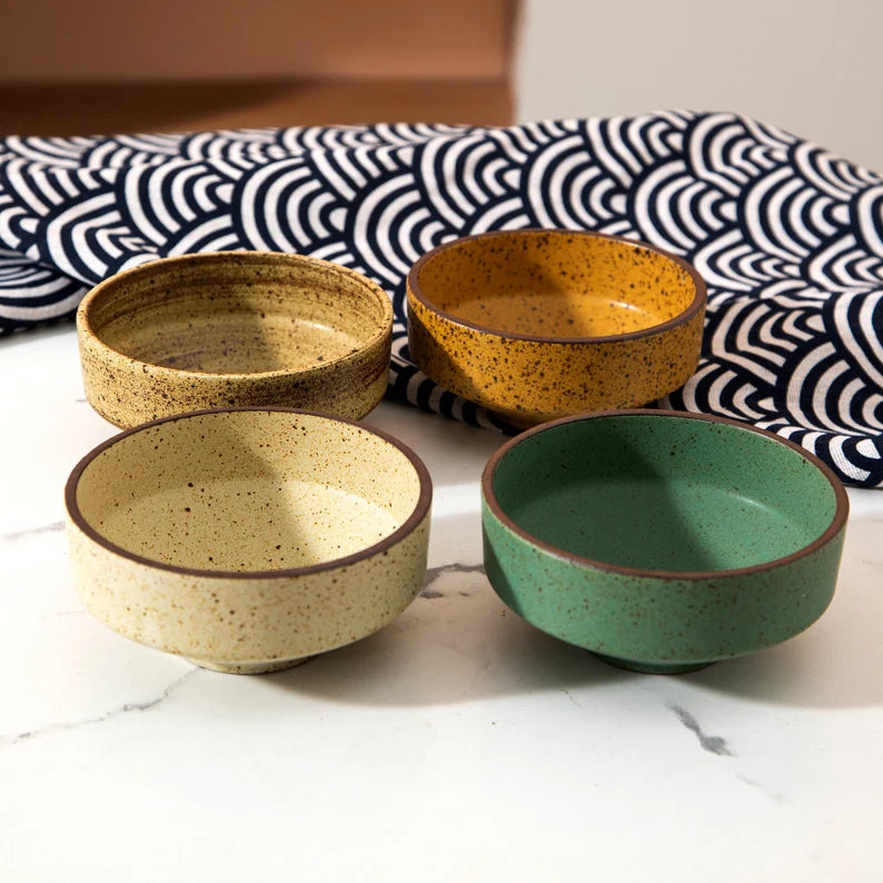 Retro Style Ceramic Dinner Bowls