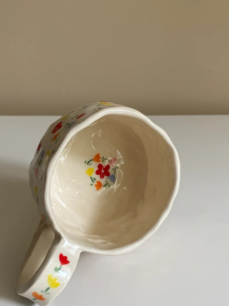 Dainty Flower Mug — Handmade Ceramic Hand Painted