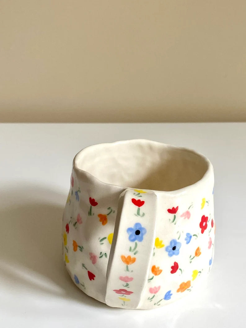 Dainty Flower Mug — Handmade Ceramic Hand Painted