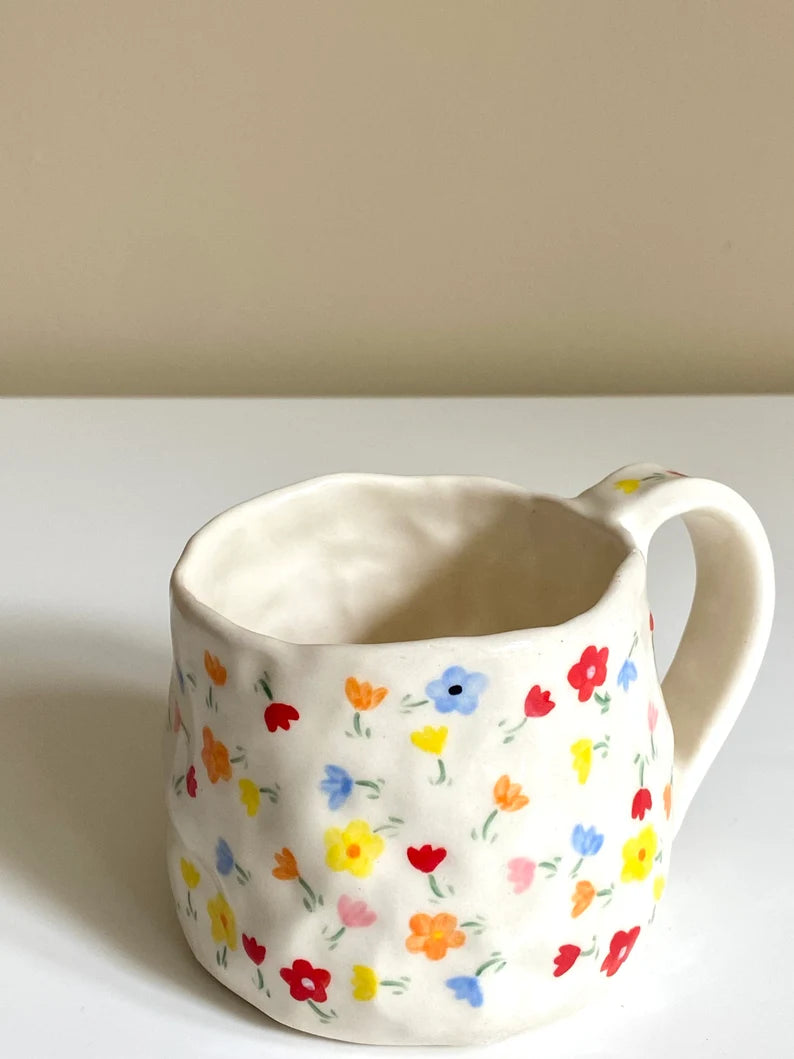 Dainty Flower Mug — Handmade Ceramic Hand Painted