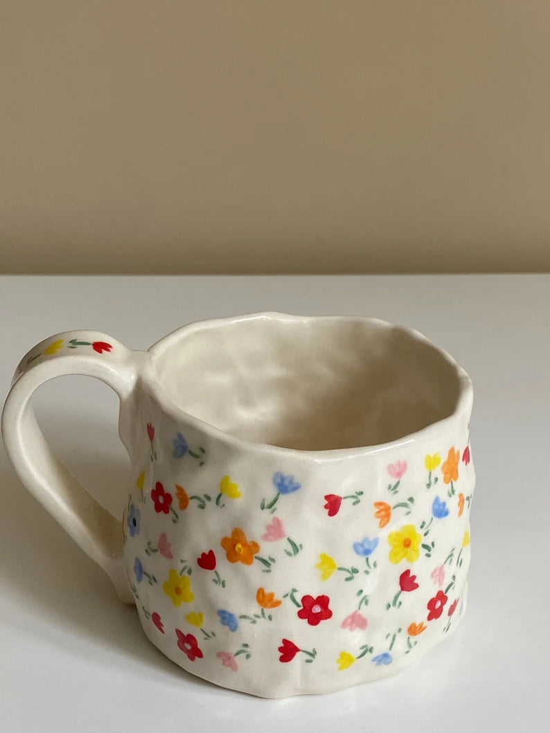 Dainty Flower Mug — Handmade Ceramic Hand Painted