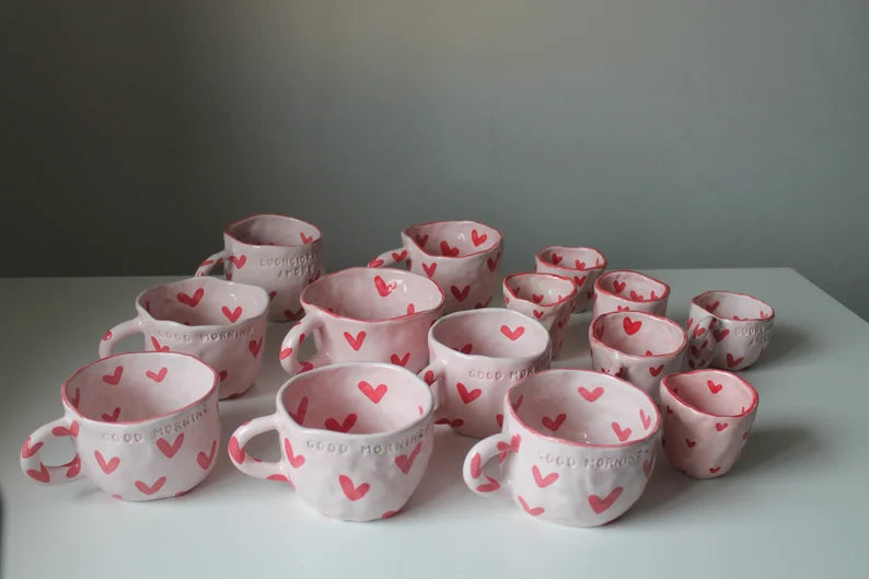 Handmade ceramic heart mug, custom ceramic mug