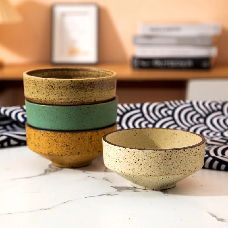 Retro Style Ceramic Dinner Bowls