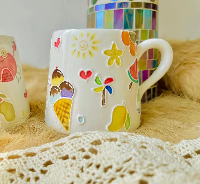 Hand-Painted Summer Vibes Ceramic Mug