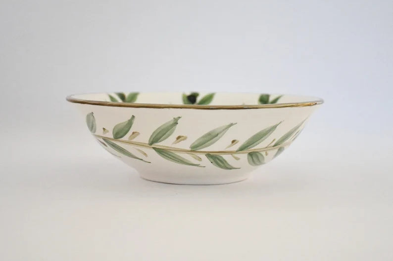 Handmade ceramic bowl - olive leaf pattern