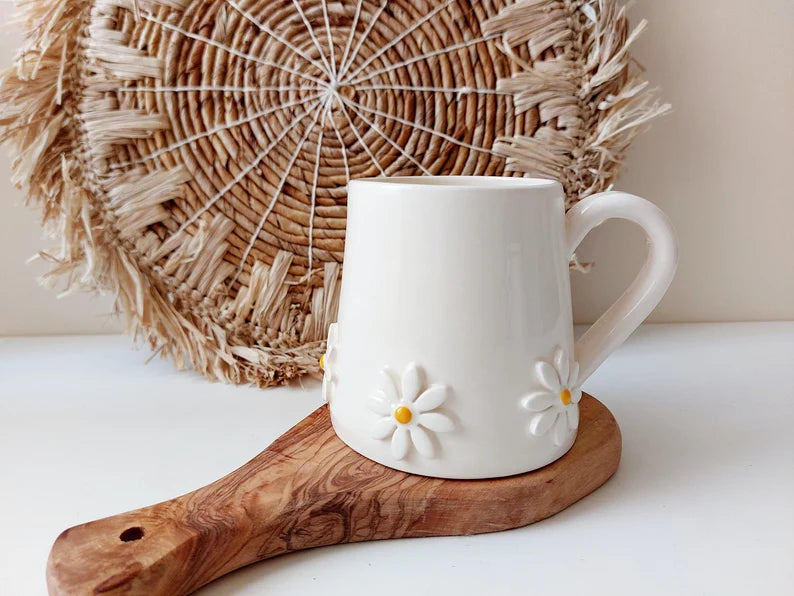 Ceramic mug, Daisy coffee cup