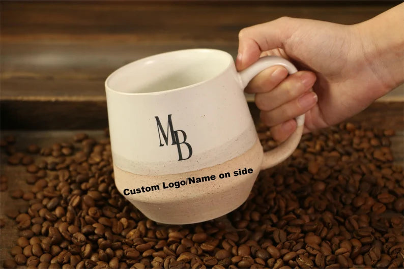 Handmade Ceramic Mugs, Custom Name/Logo Personalized