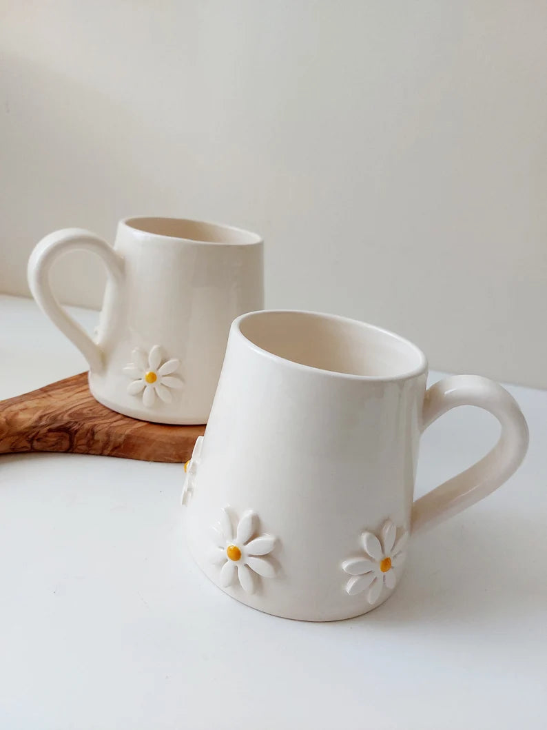 Ceramic mug, Daisy coffee cup