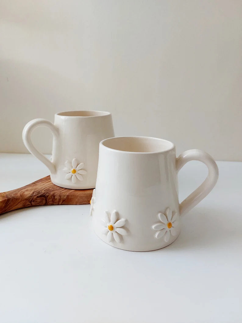 Ceramic mug, Daisy coffee cup