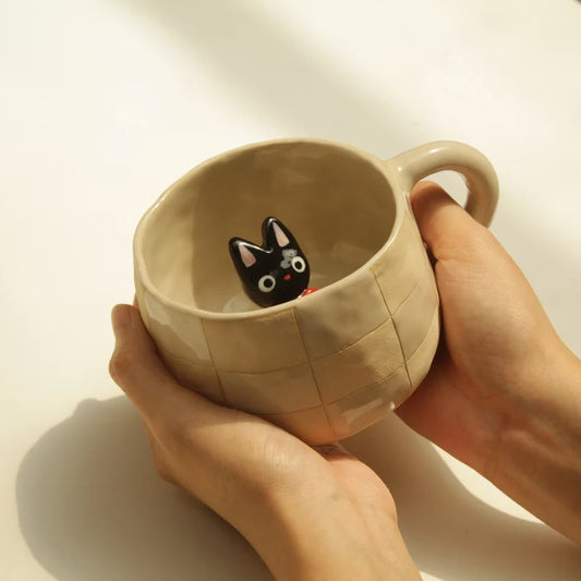 Pre-order Unique Black Cat Handmade Ceramic Mug