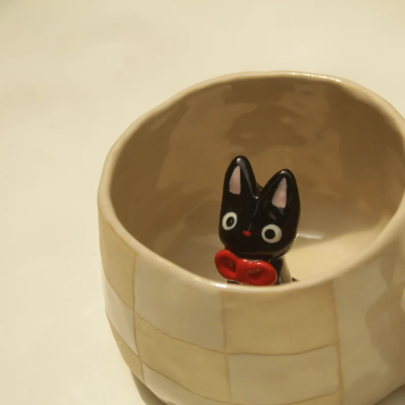 Pre-order Unique Black Cat Handmade Ceramic Mug