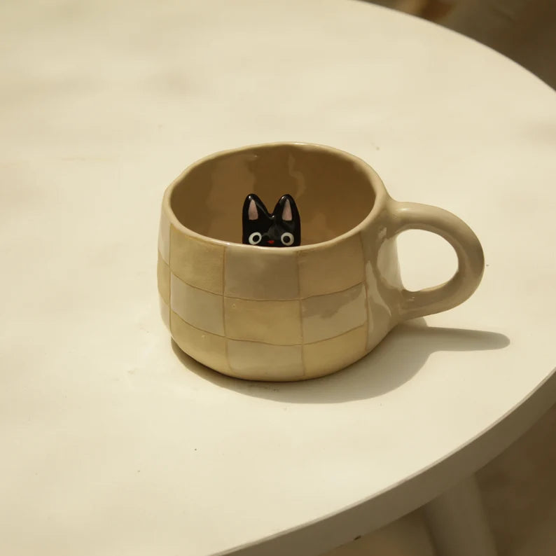 Pre-order Unique Black Cat Handmade Ceramic Mug