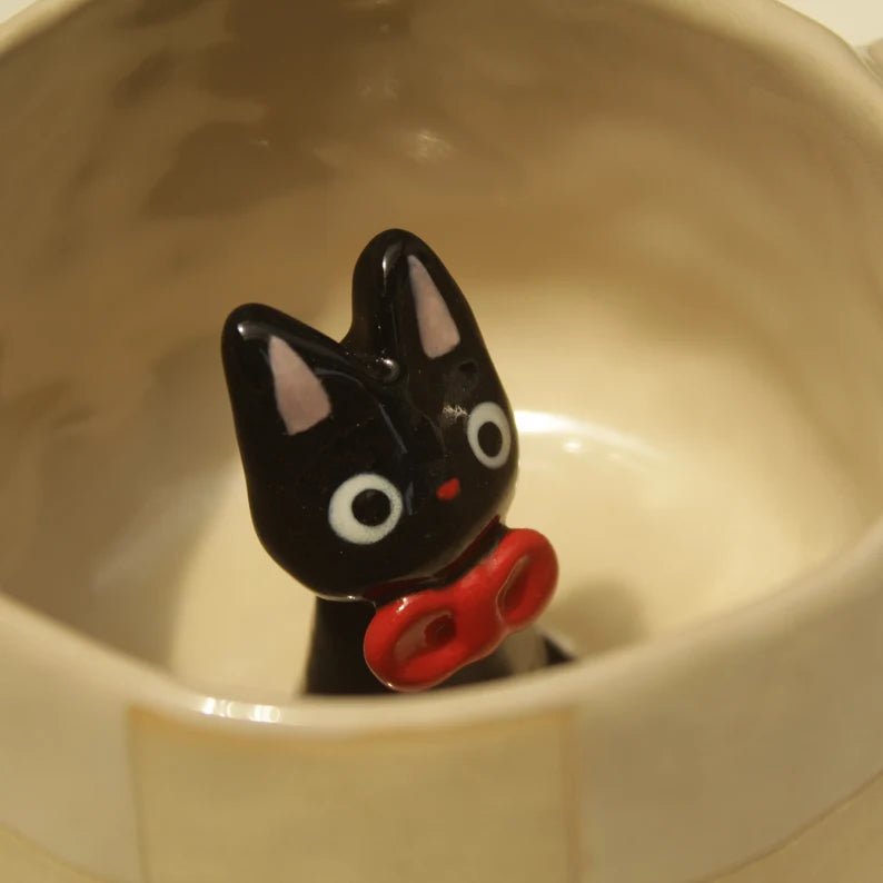 Pre-order Unique Black Cat Handmade Ceramic Mug