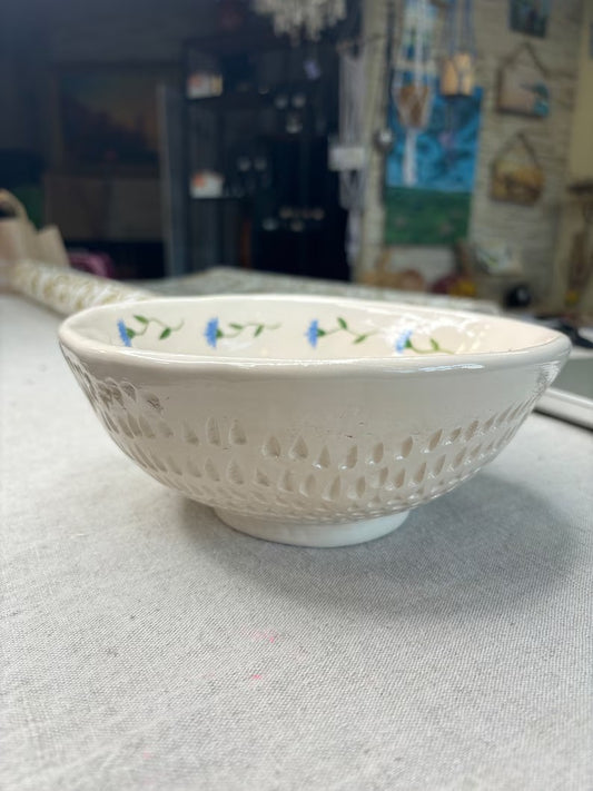 Handmade and hand painted ceramic bowl