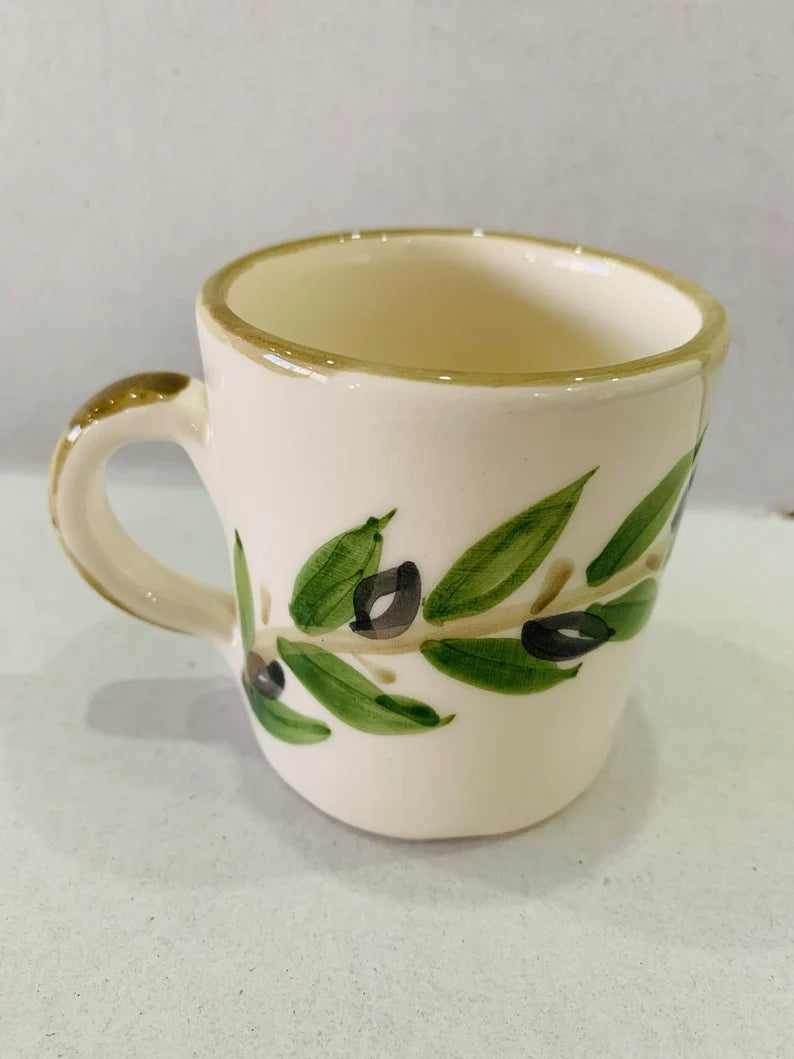 Handmade ceramic bowl - olive leaf pattern