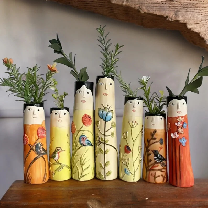 Creative Face Bud Vases, Family Painting Small Vases